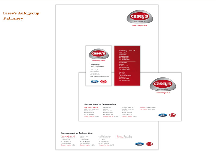 Casey's Autogroup, Samples of stationery