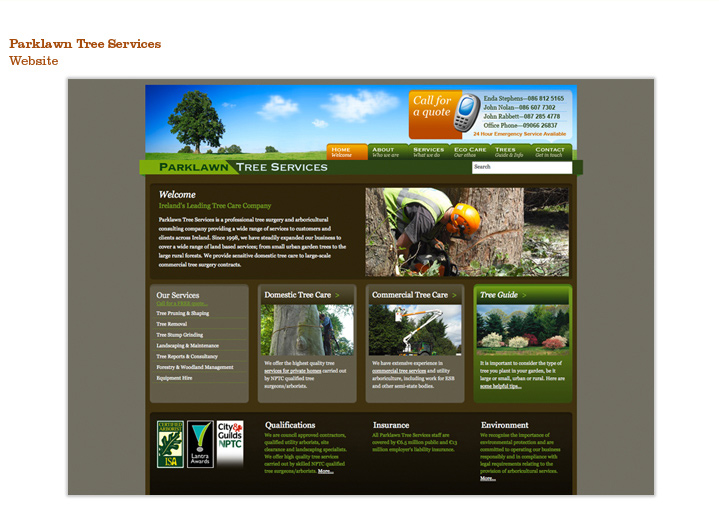 Parklawn Tree Services, Content managed website